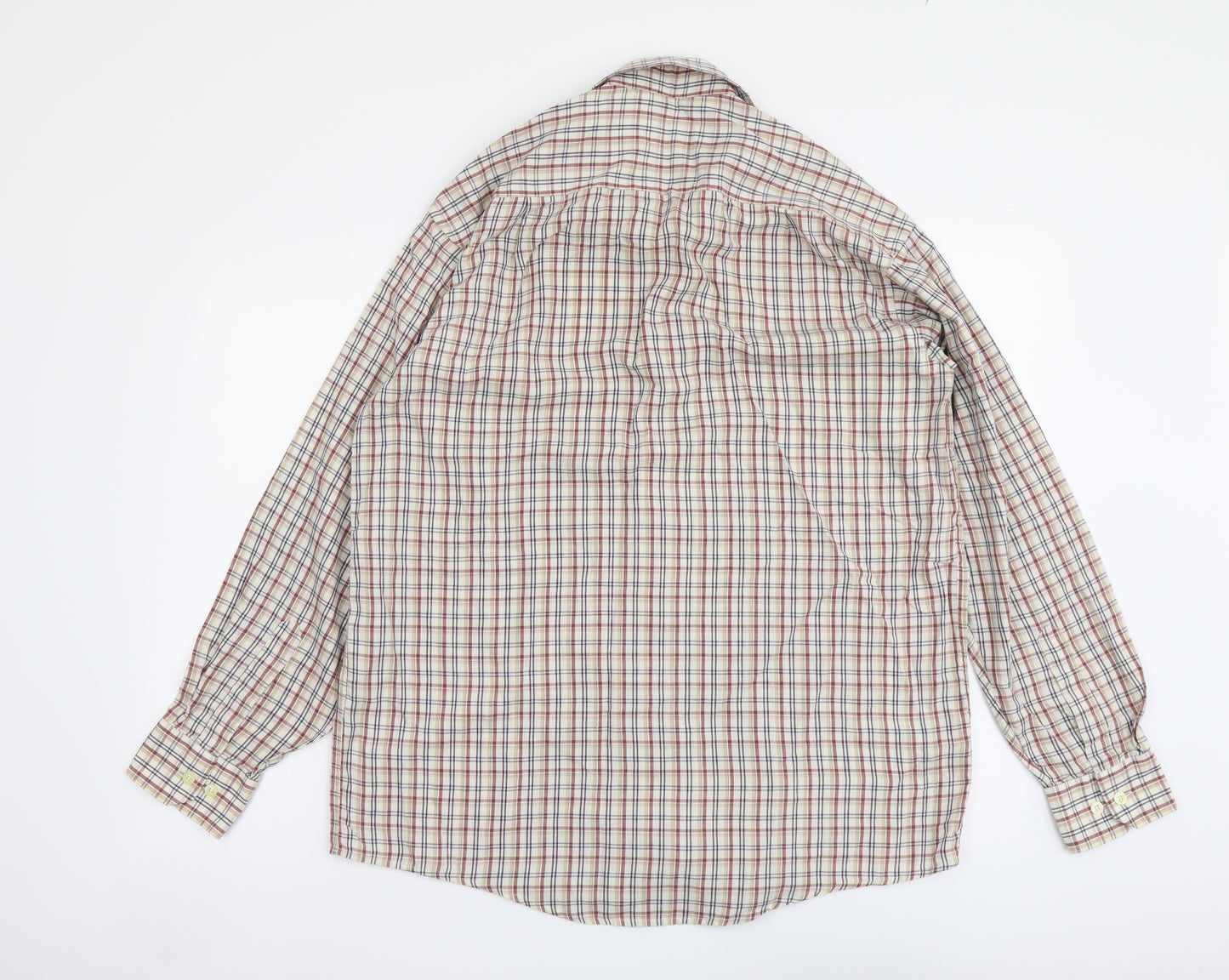 Sangan Mens Multicoloured Plaid Cotton Button-Up Size L Collared Button