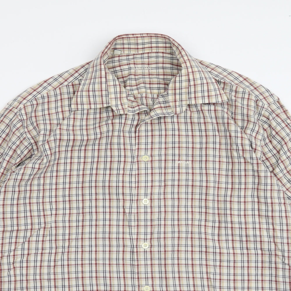 Sangan Mens Multicoloured Plaid Cotton Button-Up Size L Collared Button