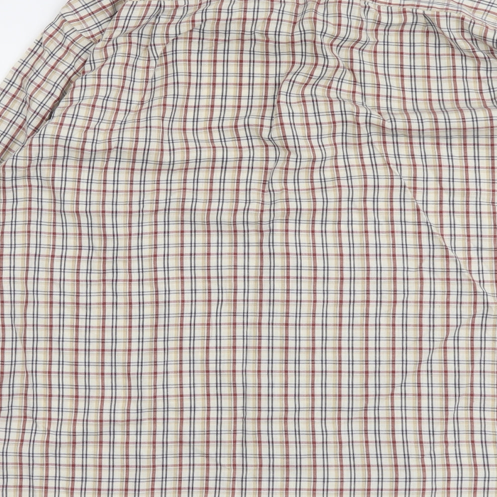 Sangan Mens Multicoloured Plaid Cotton Button-Up Size L Collared Button