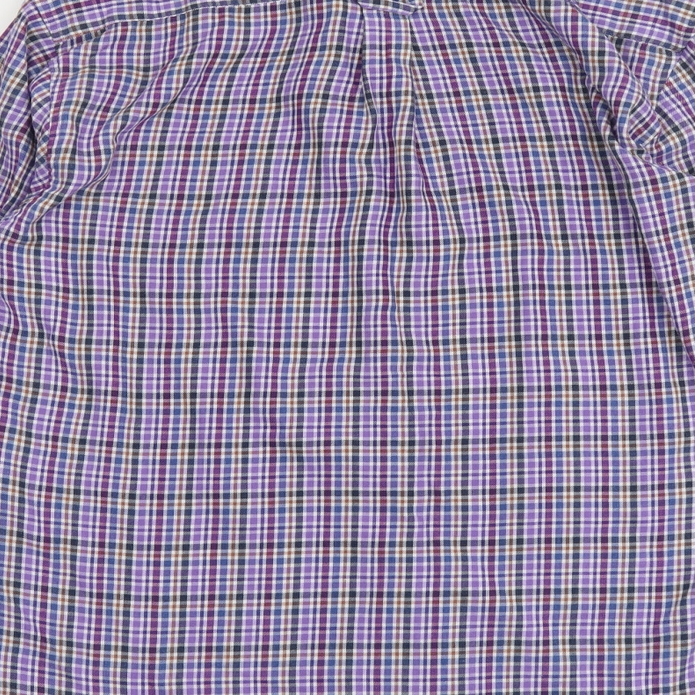 James Pringle Mens Multicoloured Plaid Cotton Button-Up Size L Collared Button