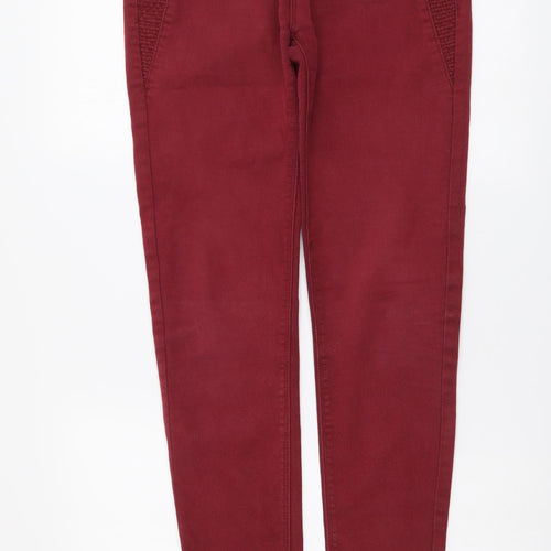 Denim & Co. Womens Red Cotton Skinny Jeans Size 10 L30 in Regular Button