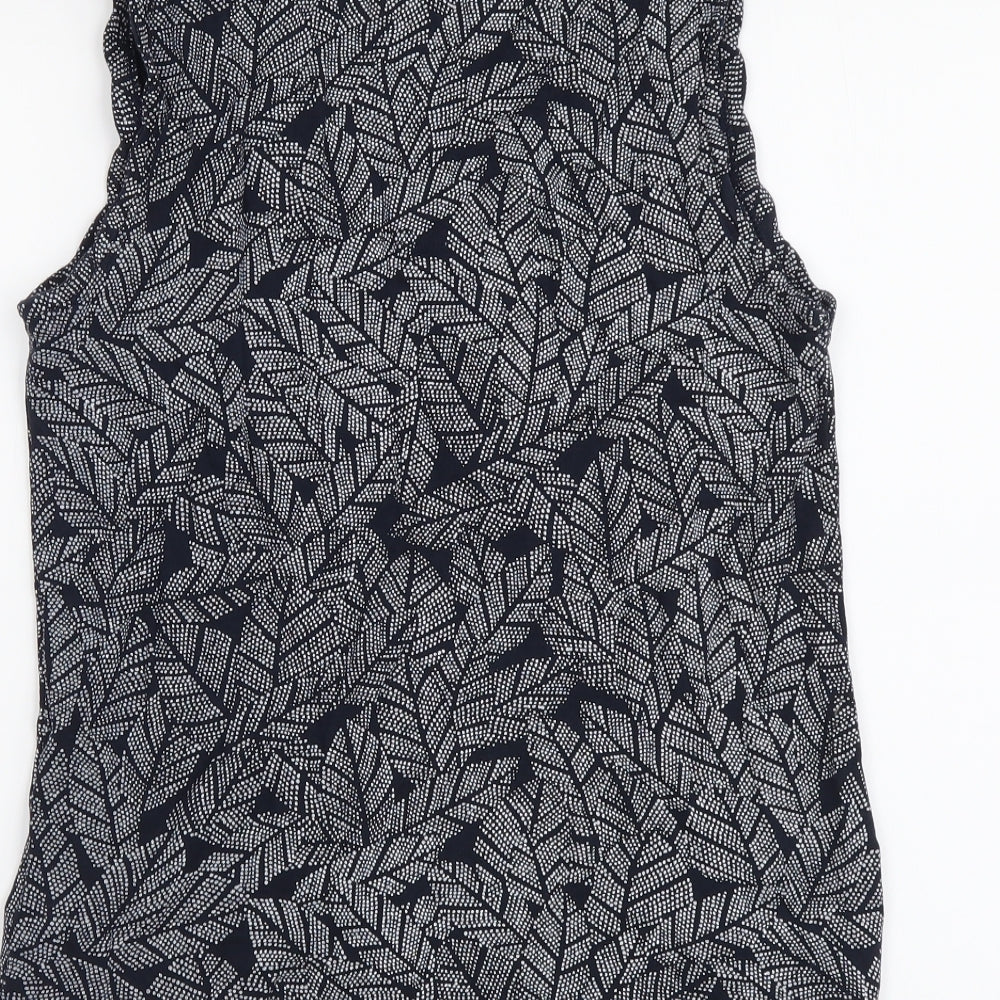 Maine Womens Blue Geometric Cotton Basic T-Shirt Size 12 V-Neck