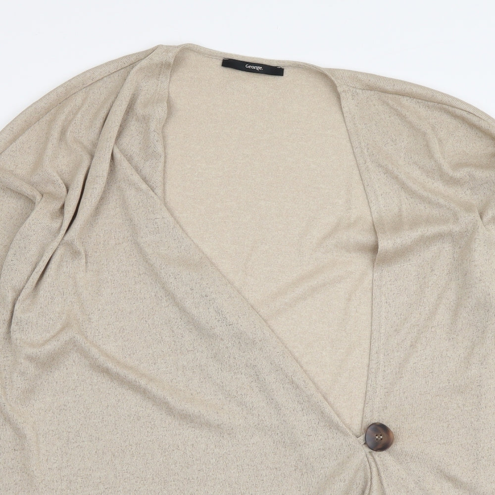 George Womens Beige V-Neck Polyester Cardigan Jumper Size 14