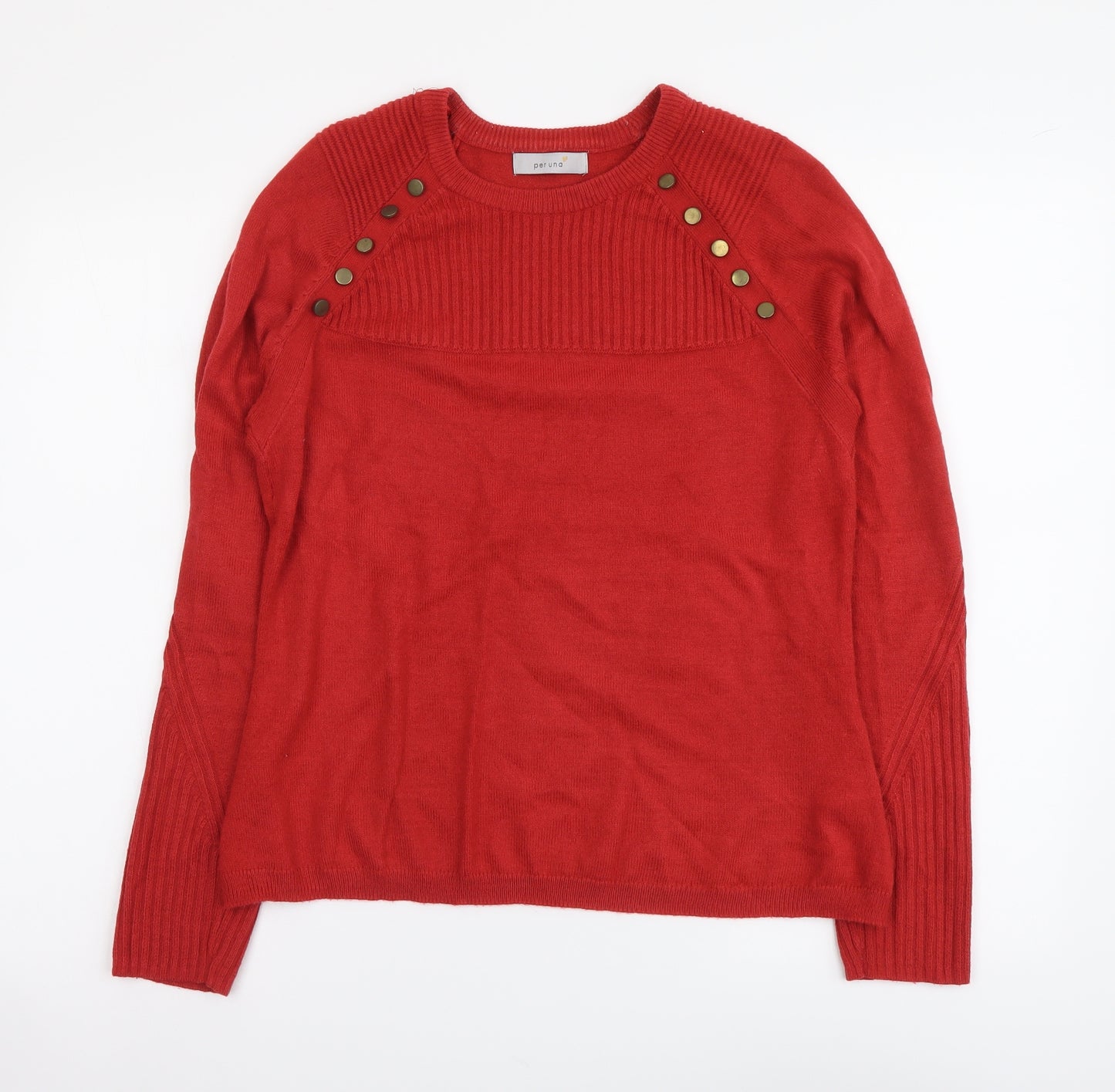 Per Una Womens Red Round Neck Acrylic Pullover Jumper Size 10