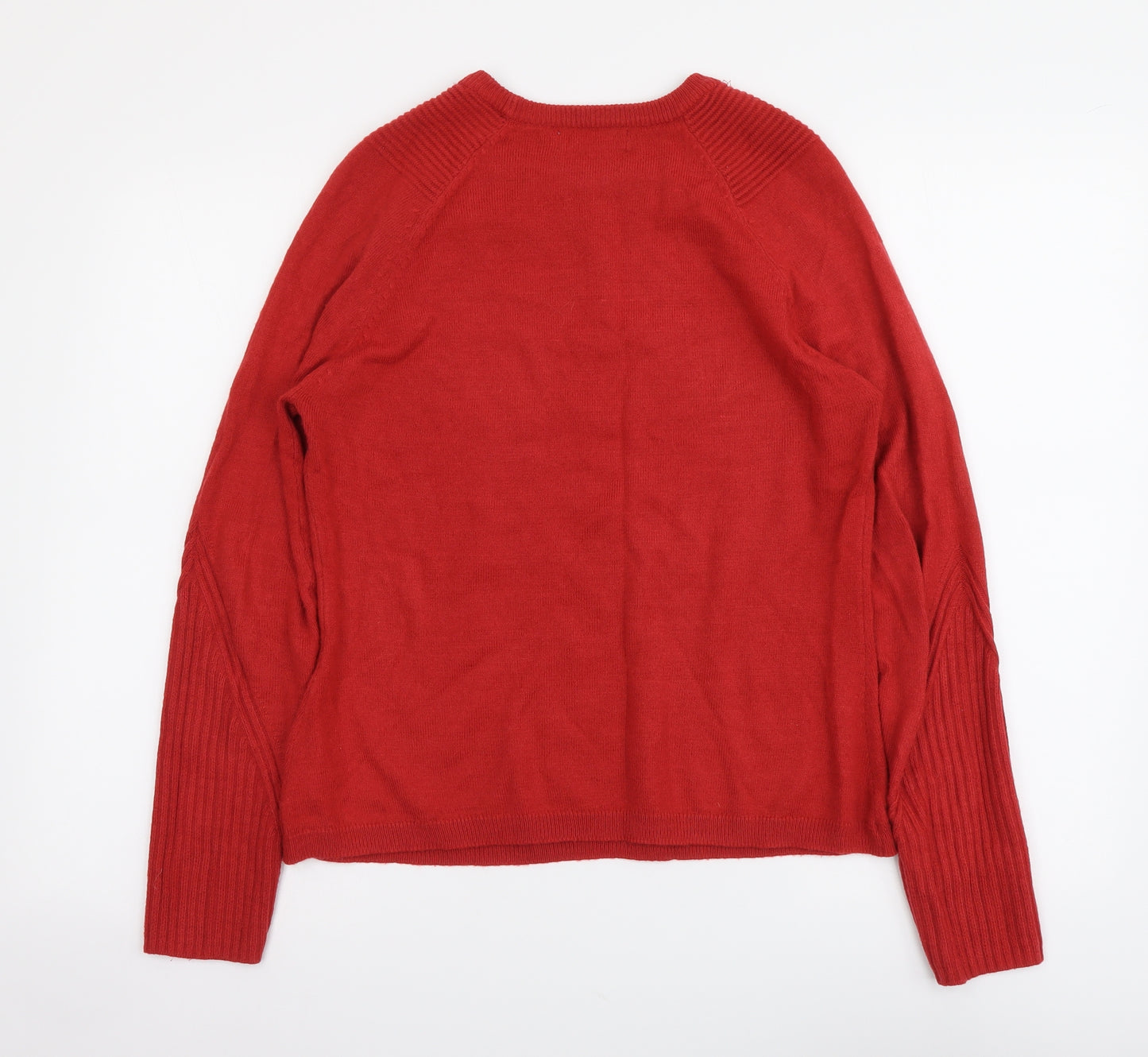 Per Una Womens Red Round Neck Acrylic Pullover Jumper Size 10