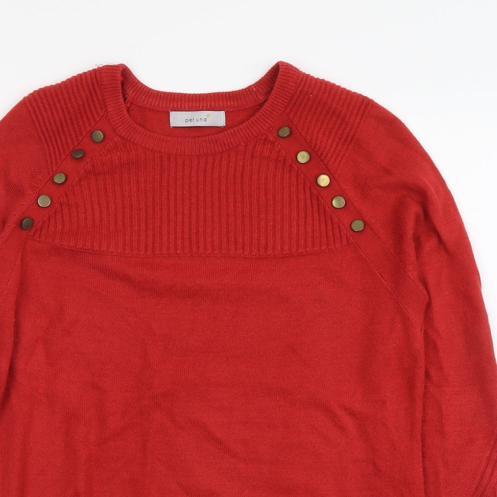 Per Una Womens Red Round Neck Acrylic Pullover Jumper Size 10