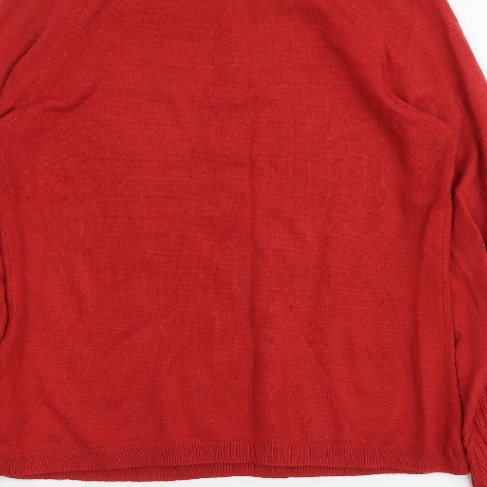 Per Una Womens Red Round Neck Acrylic Pullover Jumper Size 10