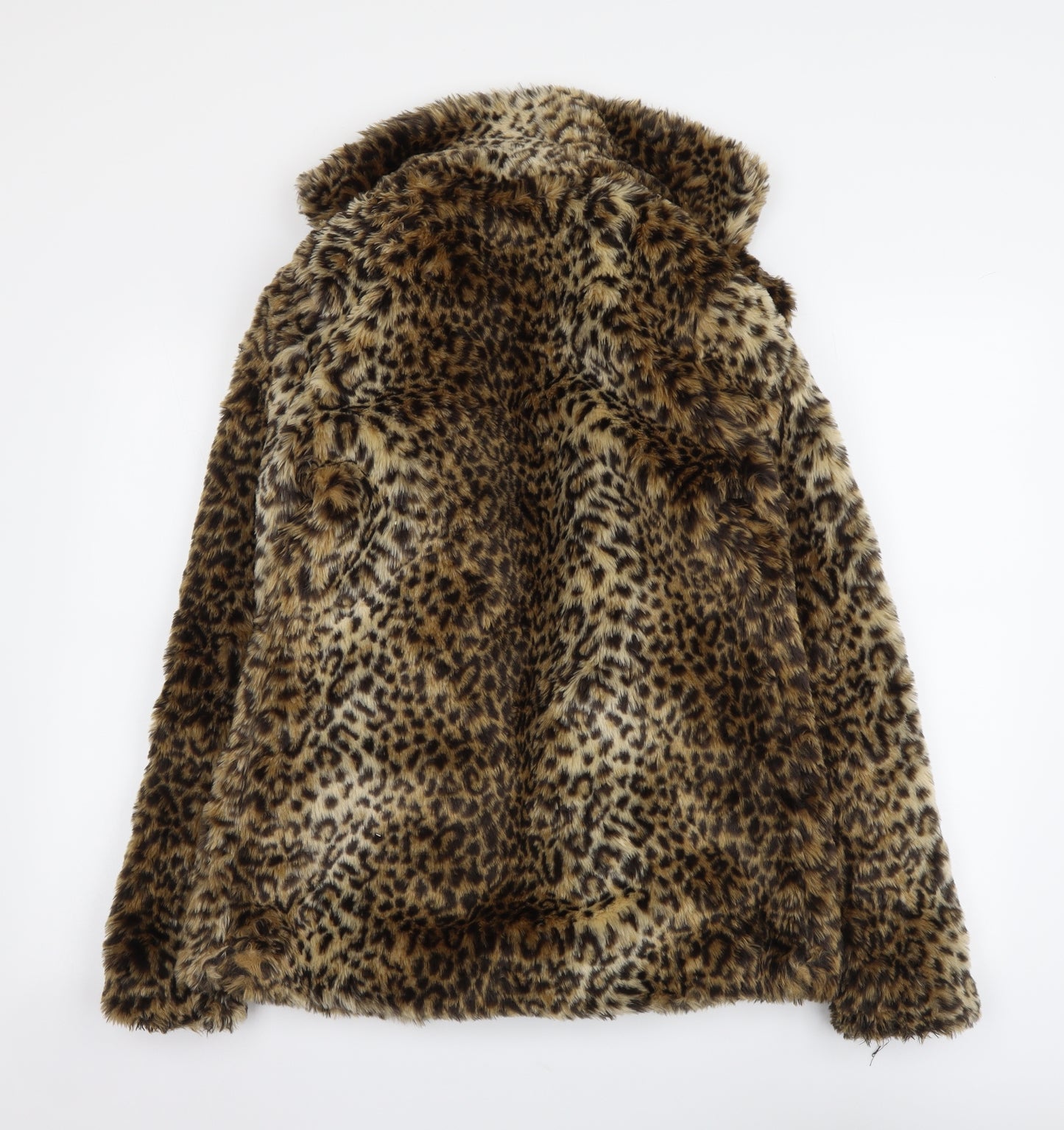 Atmosphere Womens Brown Animal Print Jacket Coat Size 6 Hook & Eye - Leopard Pattern