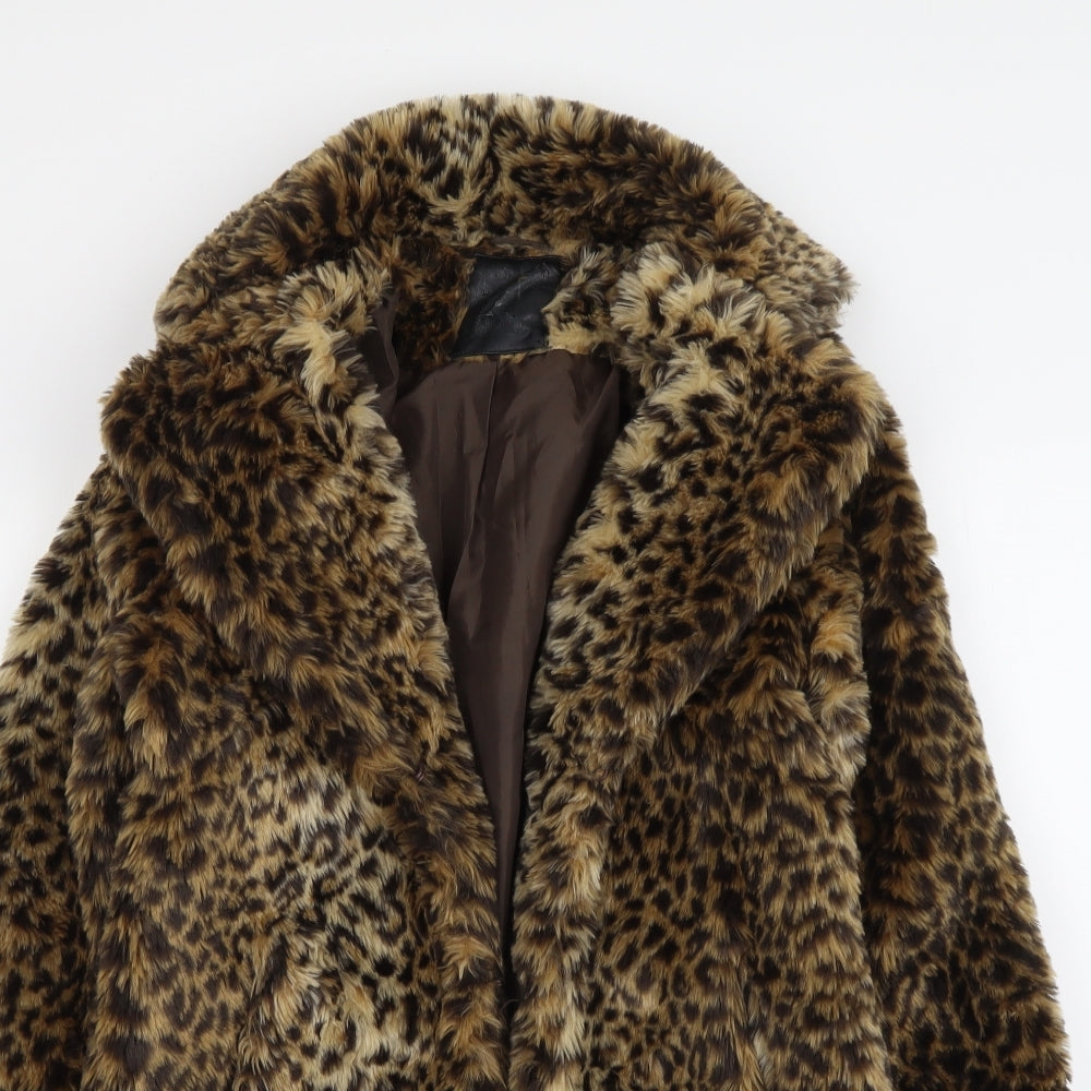 Atmosphere Womens Brown Animal Print Jacket Coat Size 6 Hook & Eye - Leopard Pattern