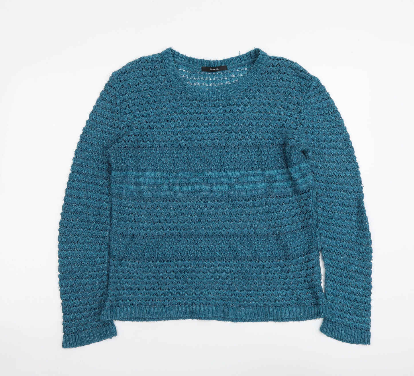 George Womens Blue Round Neck Acrylic Pullover Jumper Size 10