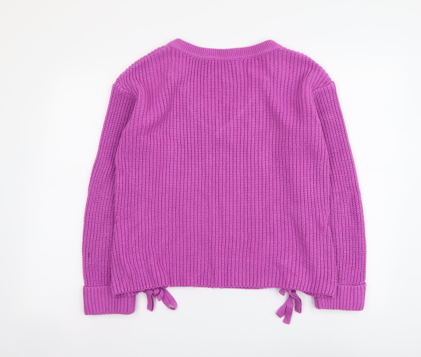 George Womens Purple V-Neck Acrylic Pullover Jumper Size 10 - Lace Up Detail