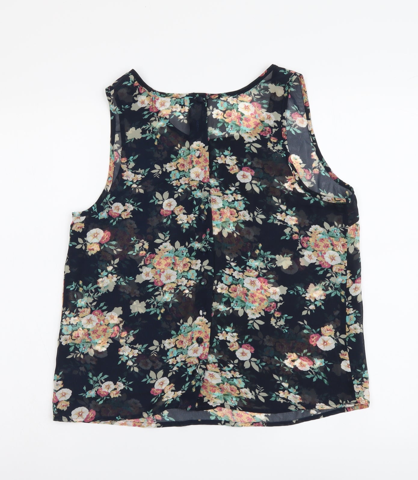 Selected Womens Multicoloured Floral Polyester Basic Tank Size 10 Round Neck