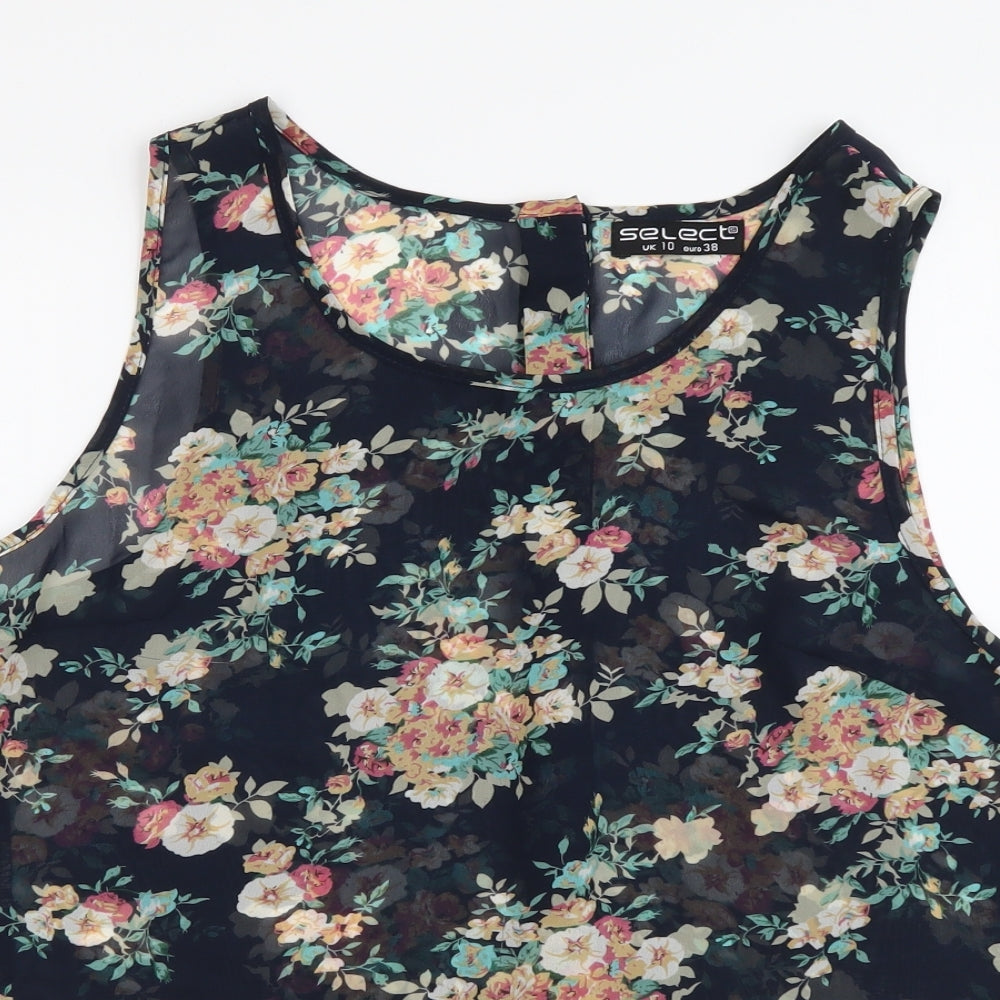 Selected Womens Multicoloured Floral Polyester Basic Tank Size 10 Round Neck