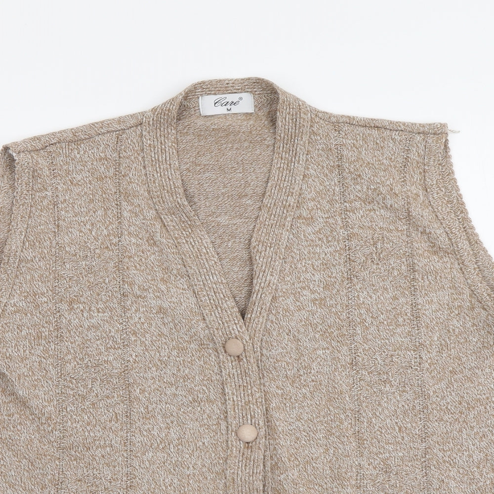 Cave Womens Beige V-Neck Acrylic Vest Jumper Size M