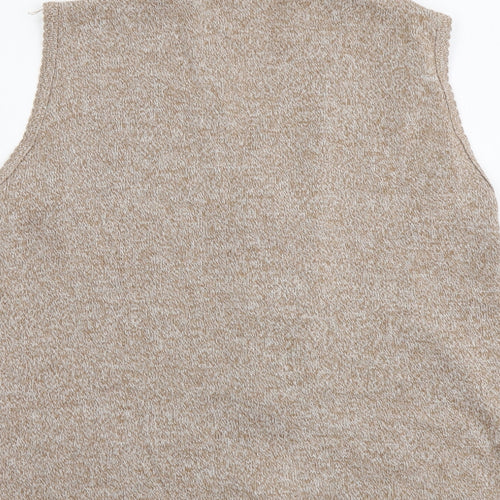 Cave Womens Beige V-Neck Acrylic Vest Jumper Size M