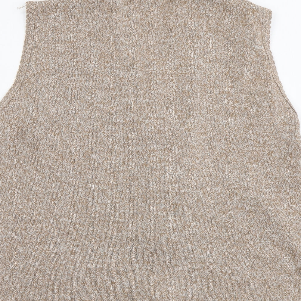 Cave Womens Beige V-Neck Acrylic Vest Jumper Size M