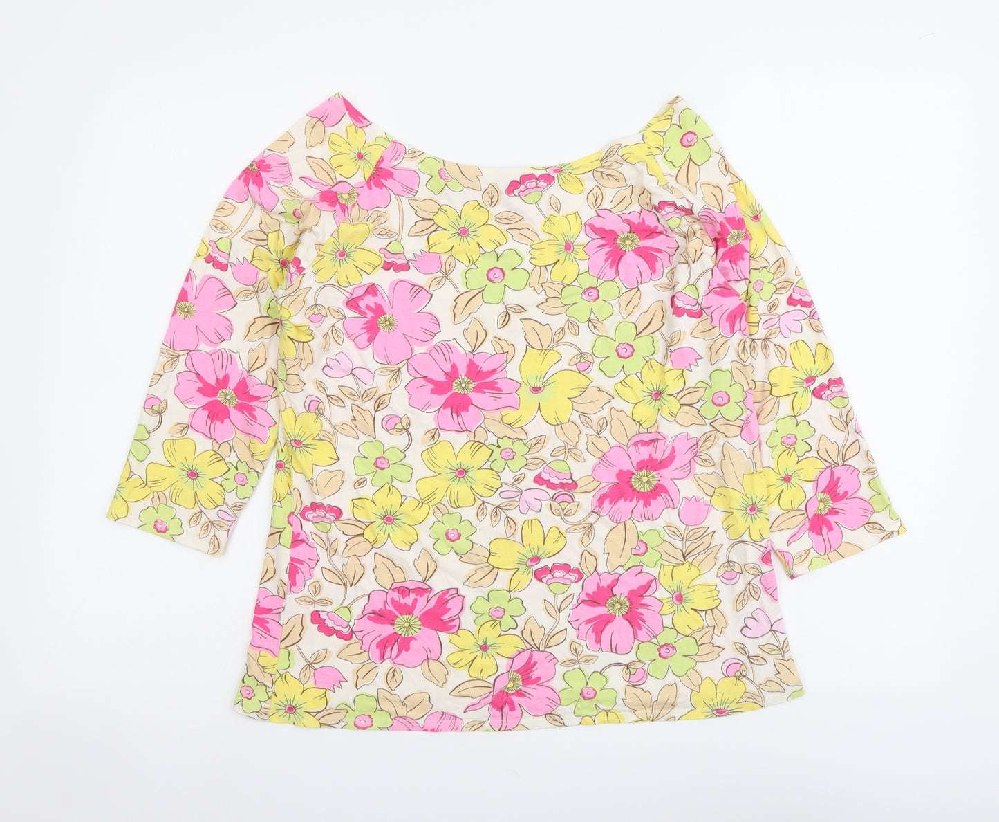 Per Una Womens Multicoloured Fair Isle Viscose Basic Blouse Size 18 Boat Neck