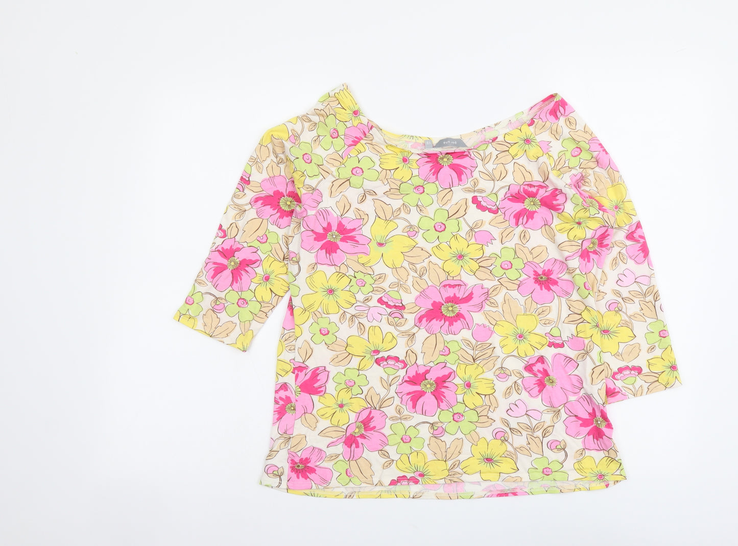 Per Una Womens Multicoloured Fair Isle Viscose Basic Blouse Size 18 Boat Neck