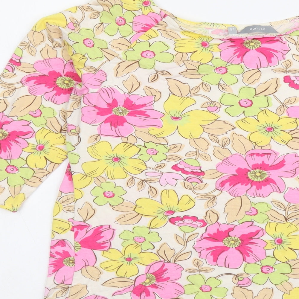 Per Una Womens Multicoloured Fair Isle Viscose Basic Blouse Size 18 Boat Neck