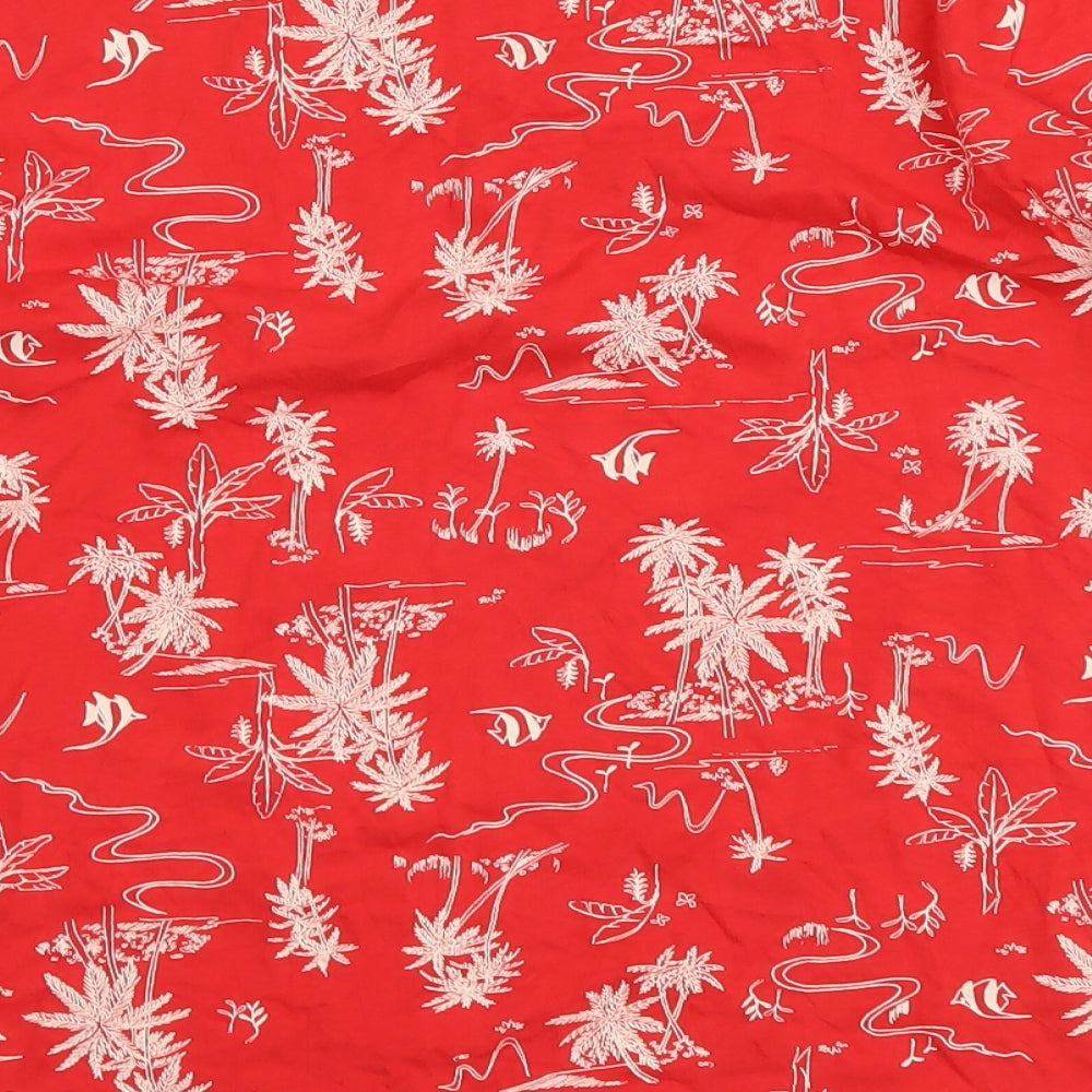 Marks and Spencer Womens Red Floral Cotton Basic Blouse Size 22 Boat Neck