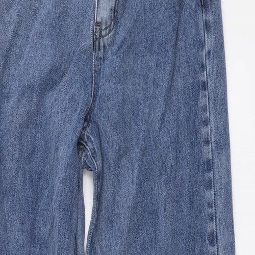 SheIn Womens Blue Cotton Wide-Leg Jeans Size S L27 in Regular Button