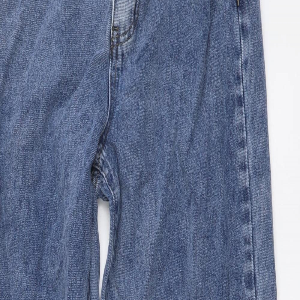 SheIn Womens Blue Cotton Wide-Leg Jeans Size S L27 in Regular Button