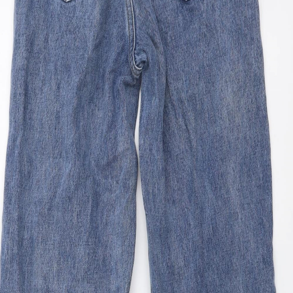 SheIn Womens Blue Cotton Wide-Leg Jeans Size S L27 in Regular Button