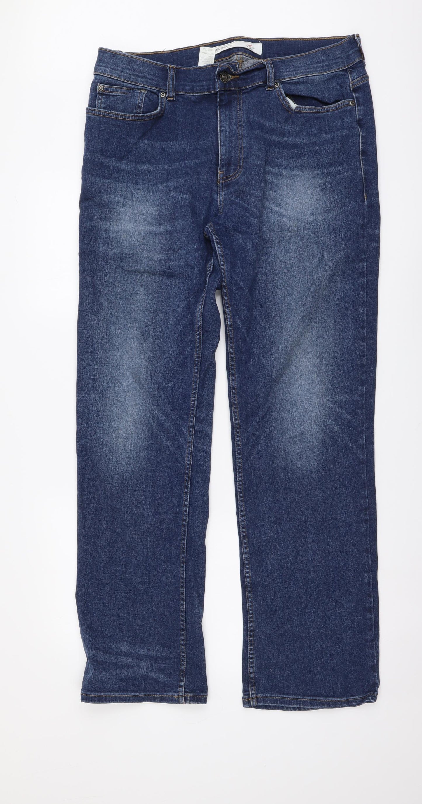 Burton Mens Blue Cotton Straight Jeans Size 34 in L32 in Regular Button