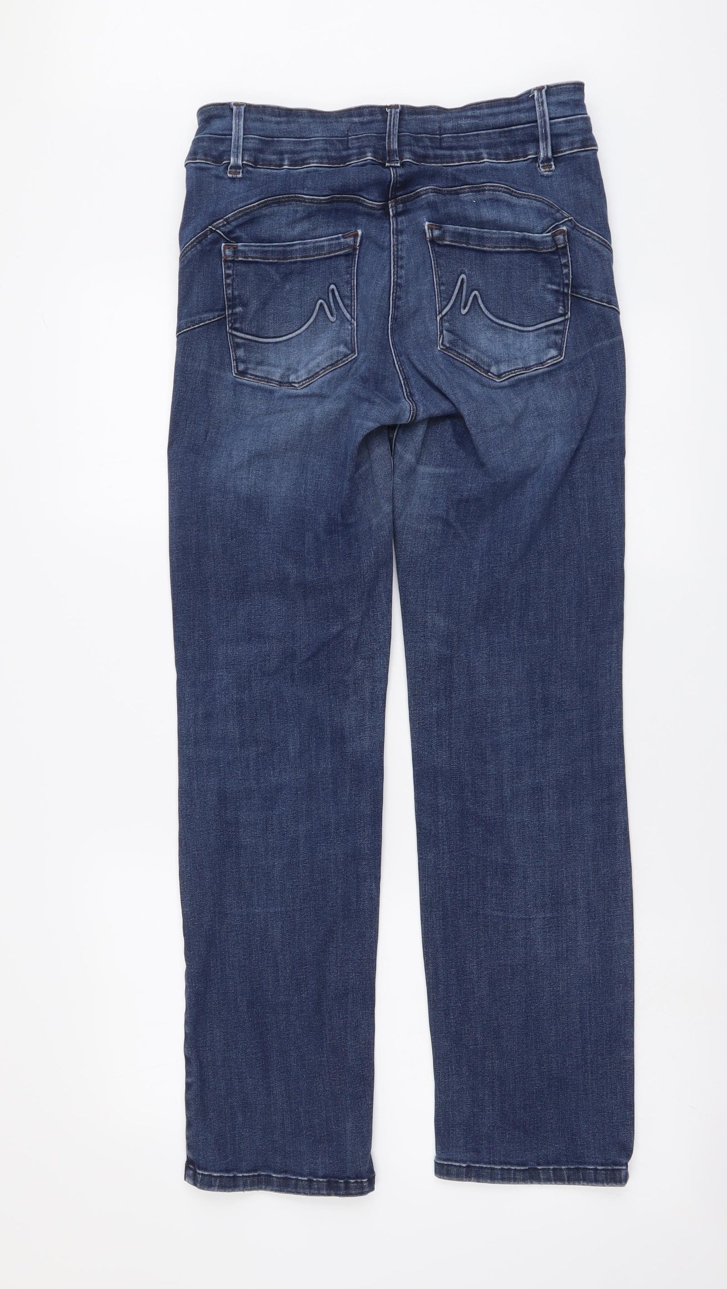 NEXT Womens Blue Cotton Straight Jeans Size 14 L30 in Regular Button