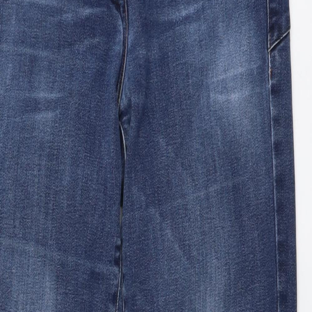 NEXT Womens Blue Cotton Straight Jeans Size 14 L30 in Regular Button