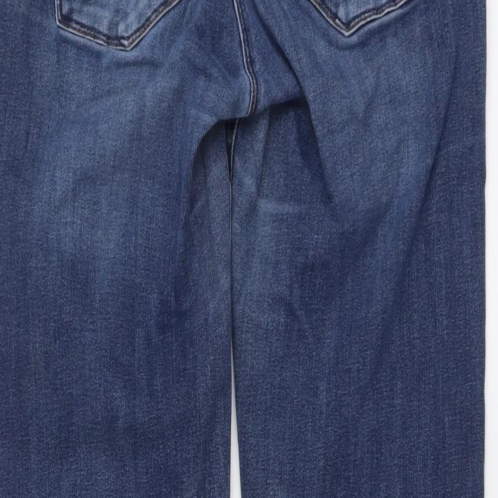 NEXT Womens Blue Cotton Straight Jeans Size 14 L30 in Regular Button