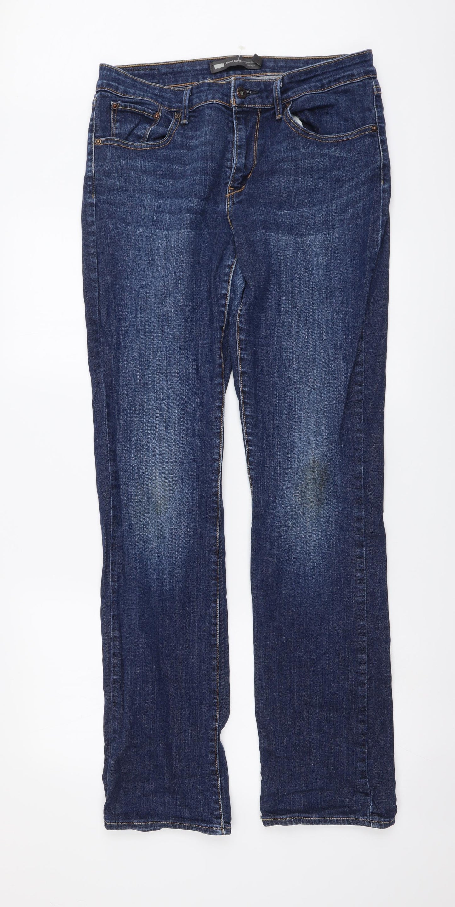 Levi's Mens Blue Cotton Straight Jeans Size 30 in L33 in Regular Button