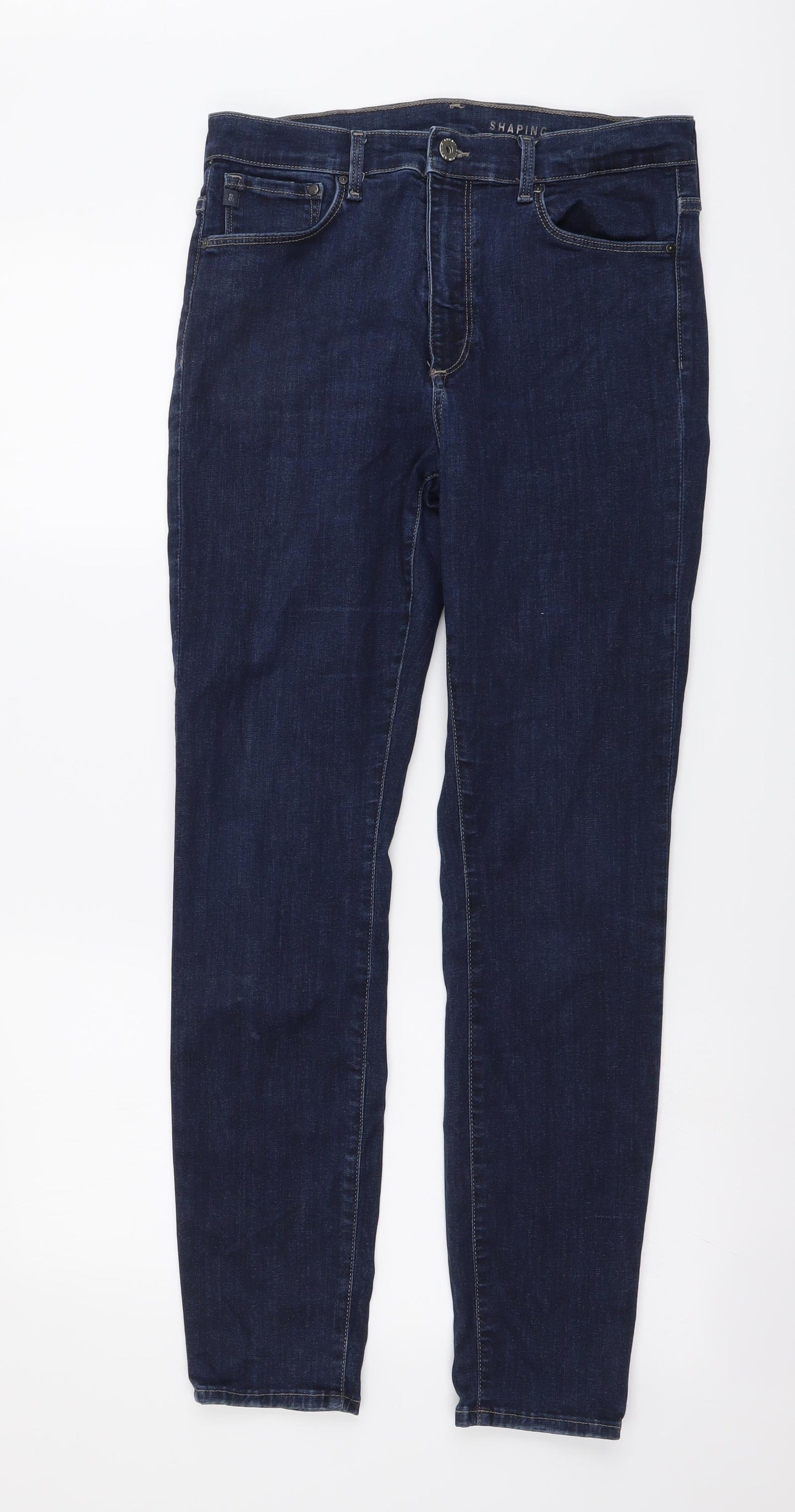 H&M Womens Blue Cotton Skinny Jeans Size 12 L29 in Regular Button