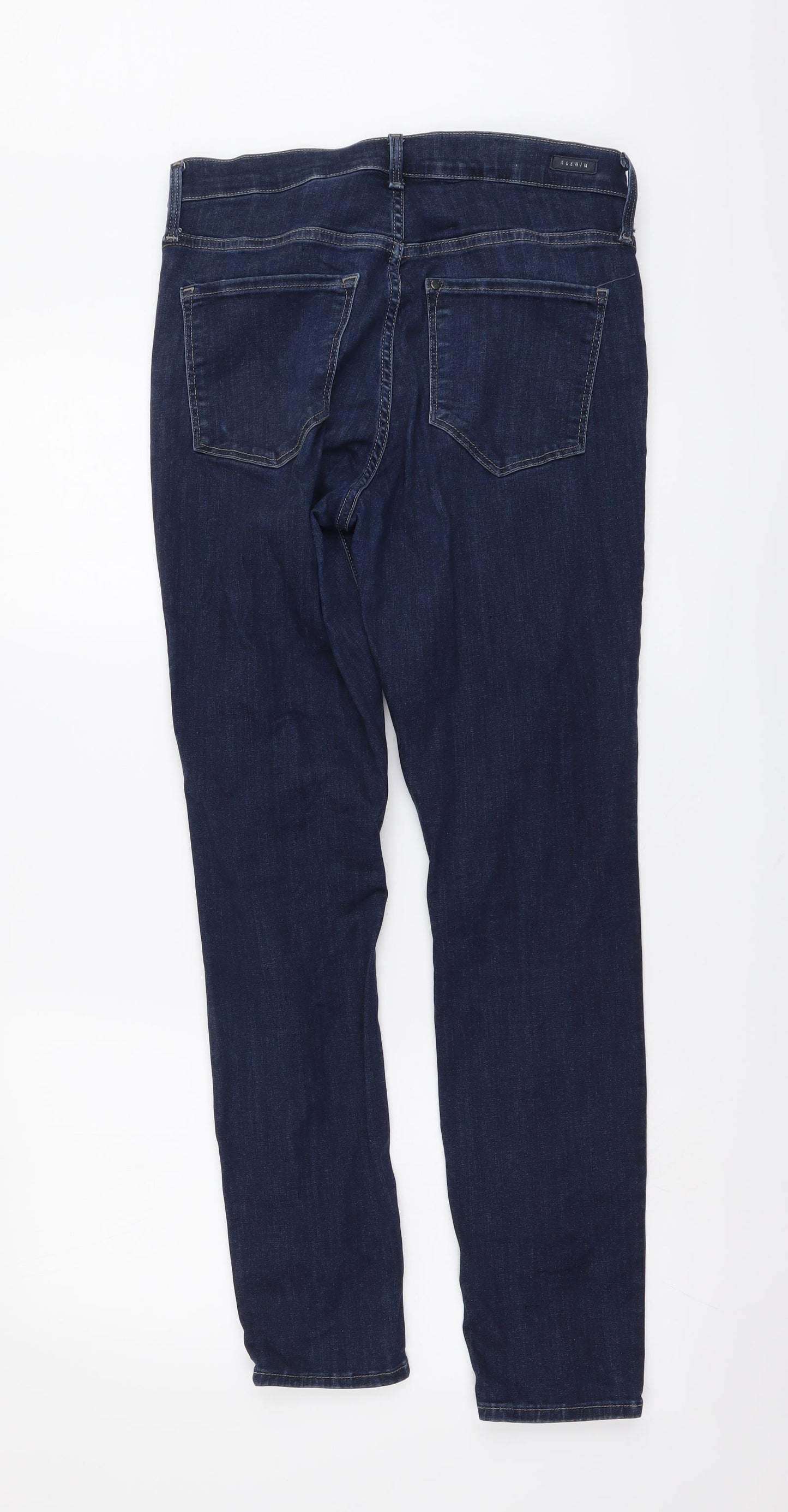 H&M Womens Blue Cotton Skinny Jeans Size 12 L29 in Regular Button