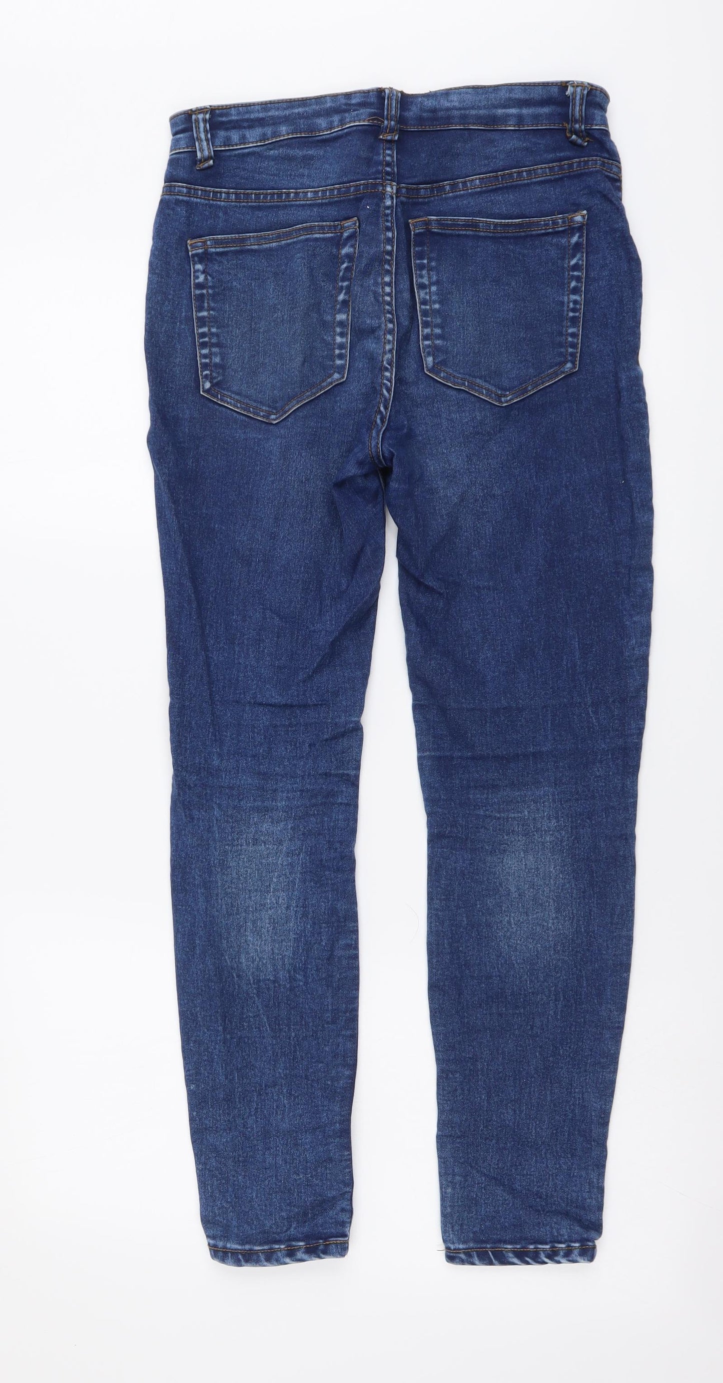 Pull&Bear Womens Blue Cotton Skinny Jeans Size M L27 in Regular Button