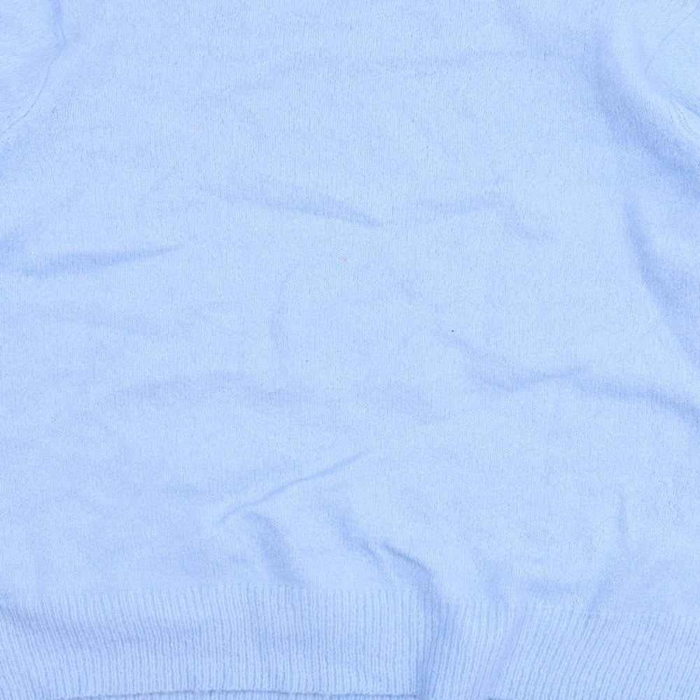 M&Co Womens Blue Round Neck Acrylic Pullover Jumper Size 20 - Heart Detail