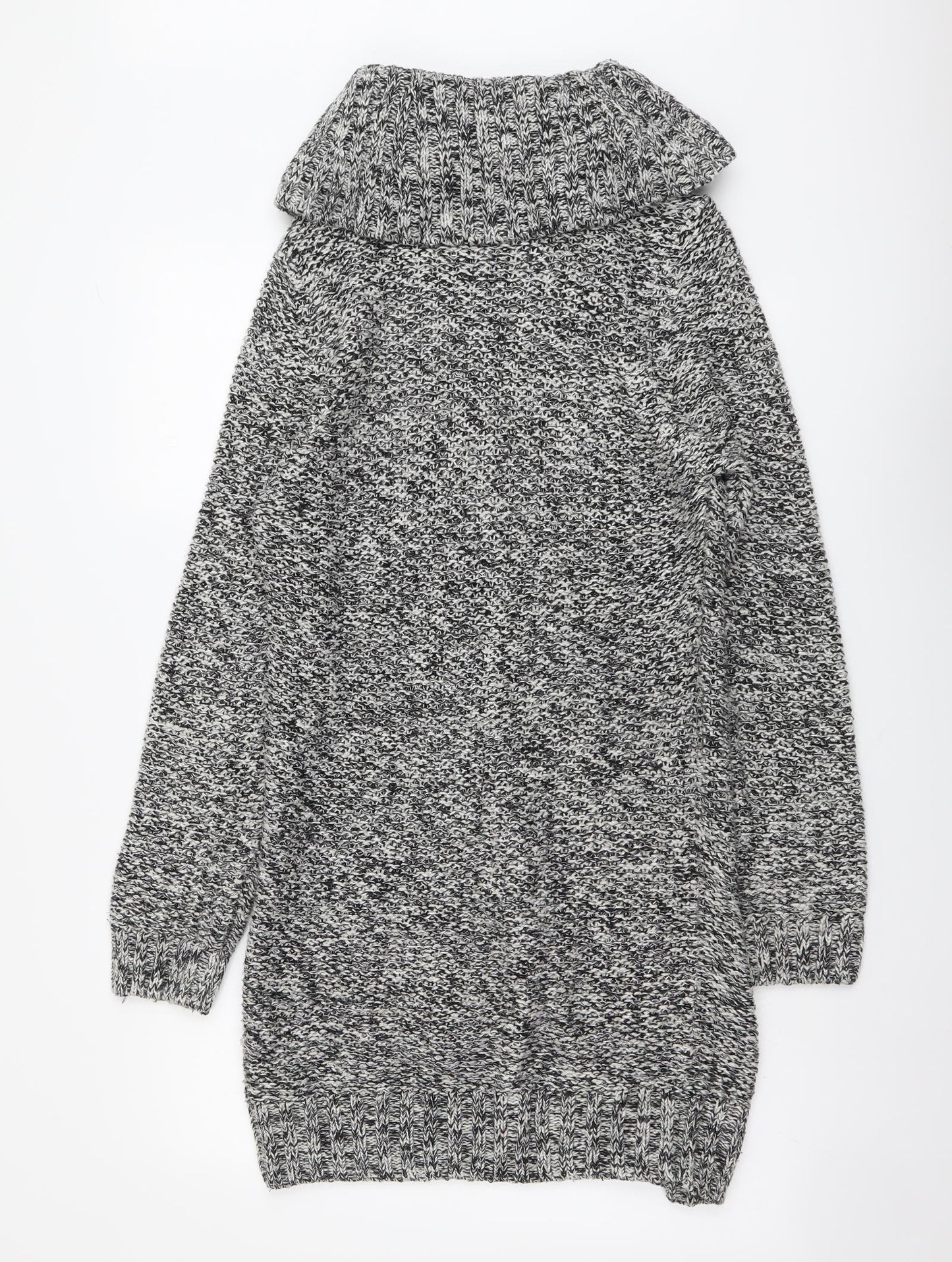 BHS Womens Grey Roll Neck Acrylic Tunic Jumper Size 14