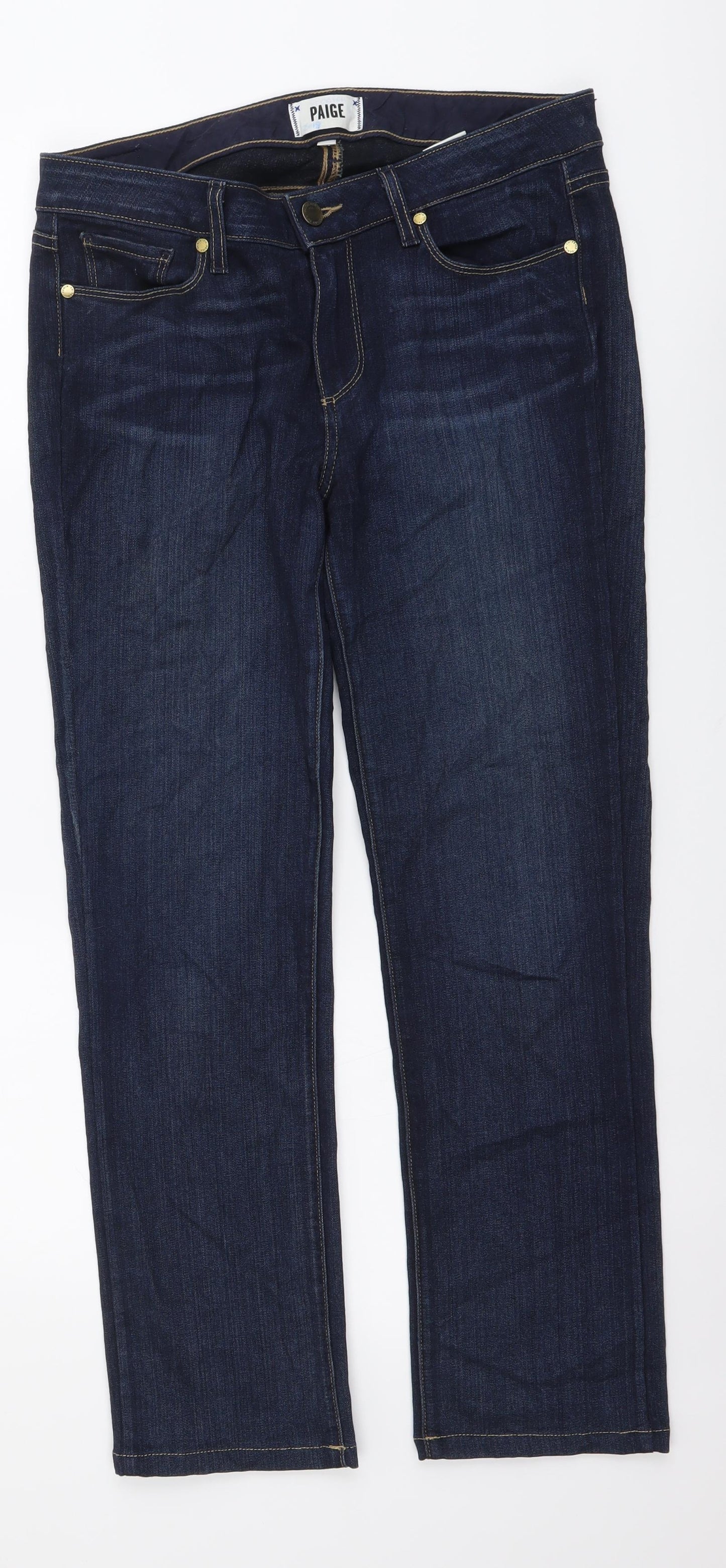 Paige Womens Blue Cotton Straight Jeans Size 30 in L37 in Regular Button