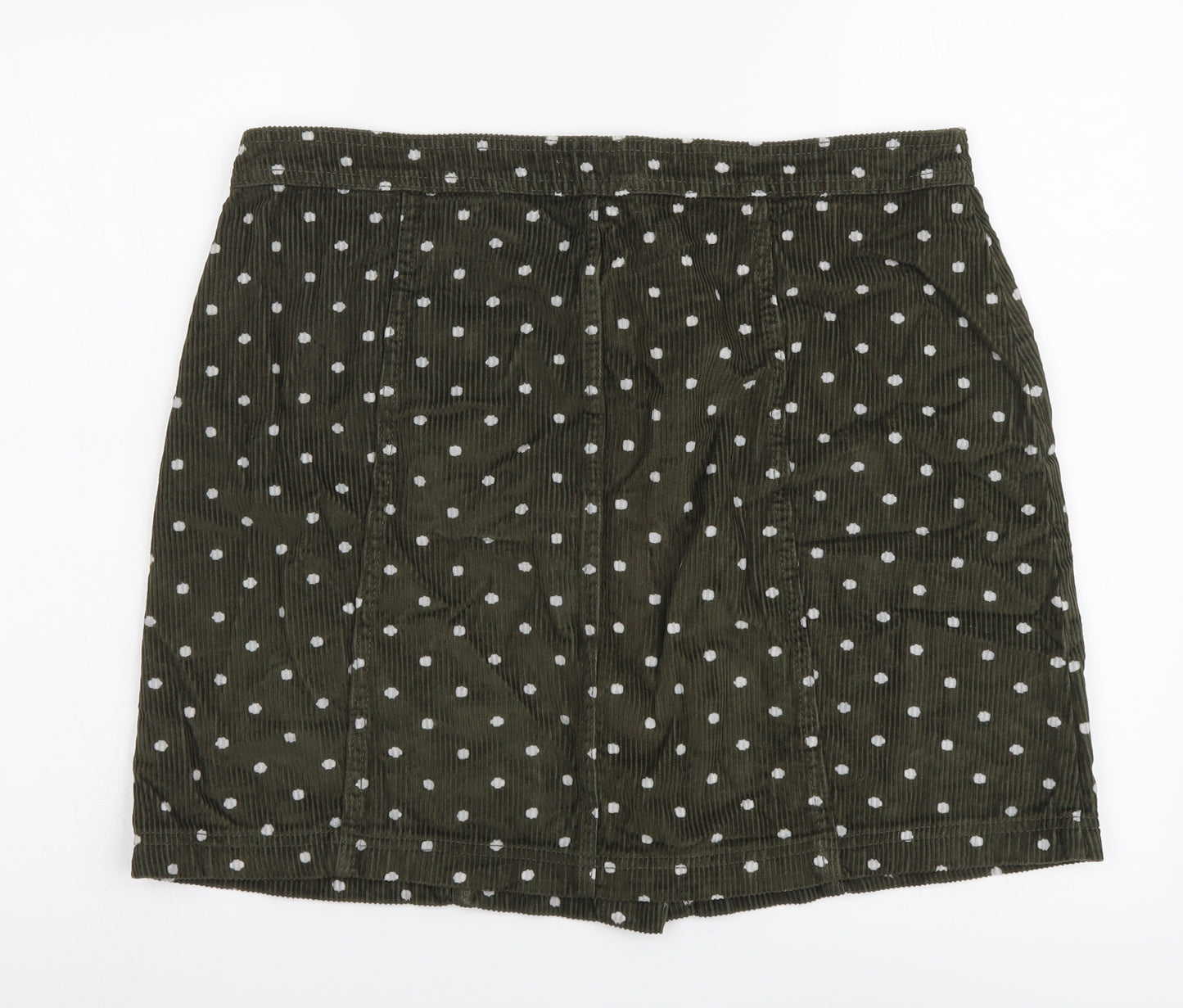 TU Womens Green Polka Dot Cotton Mini Skirt Size 16 Button
