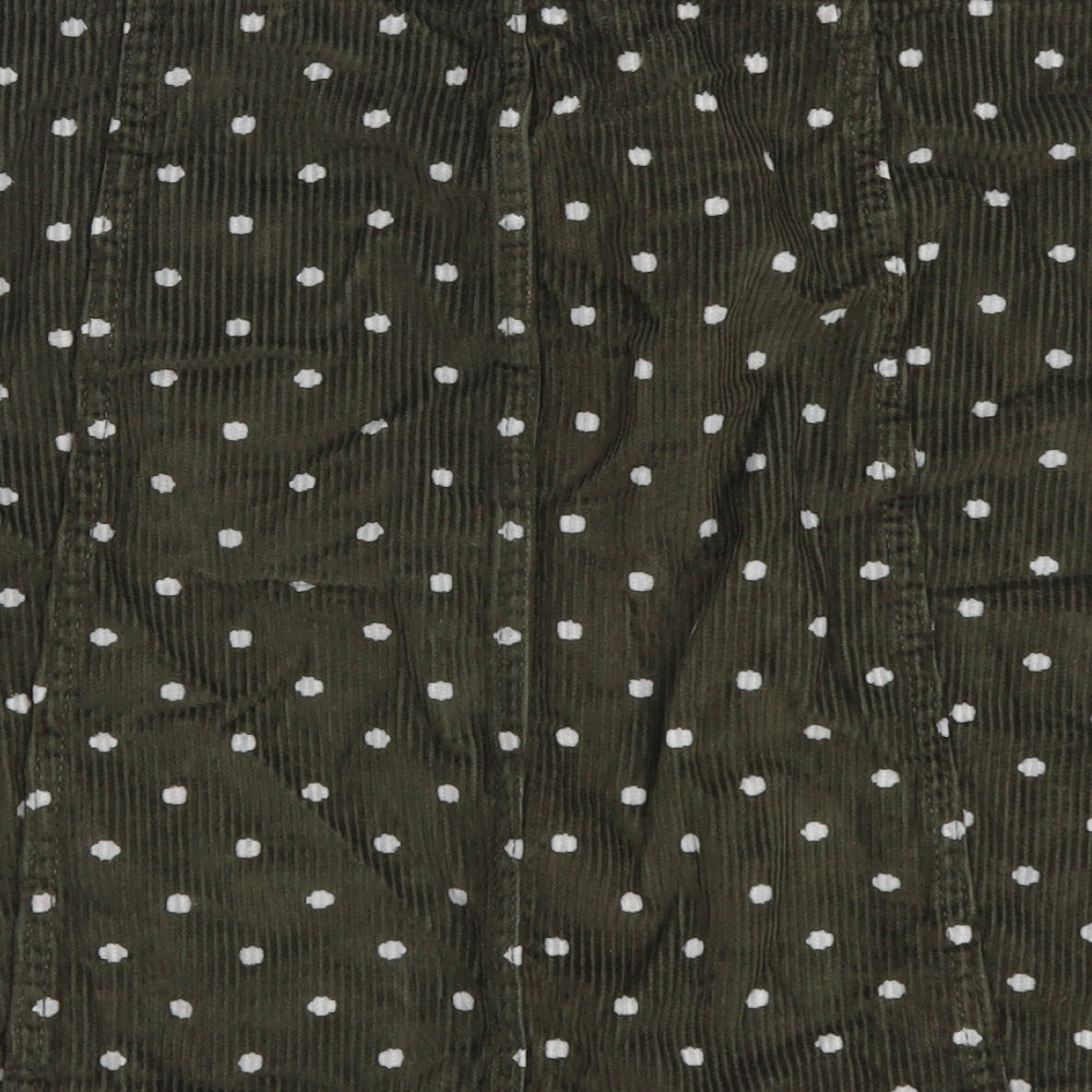 TU Womens Green Polka Dot Cotton Mini Skirt Size 16 Button