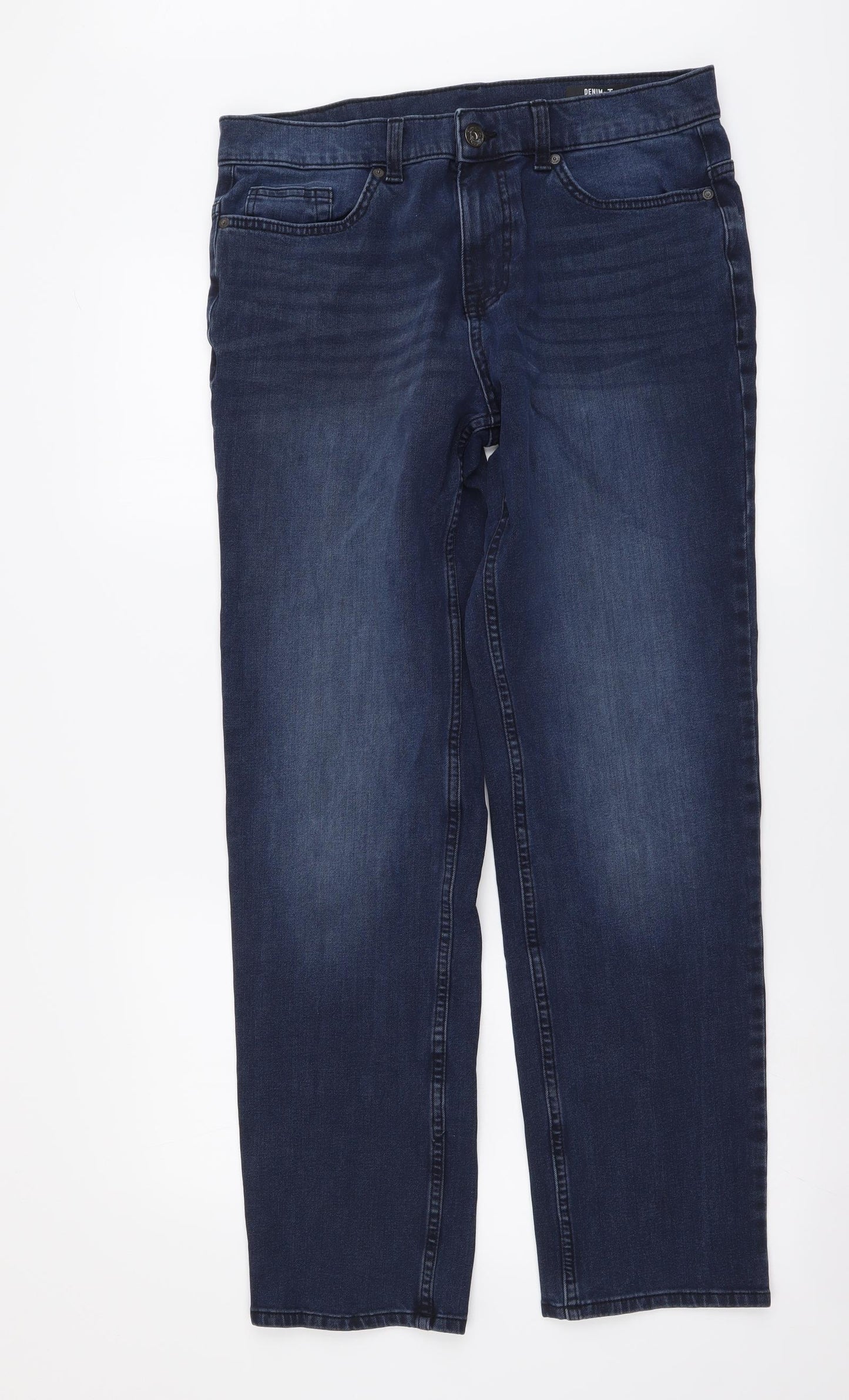TU Mens Blue Cotton Straight Jeans Size 32 in L30 in Regular Button
