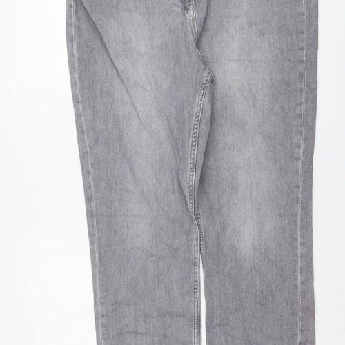 Khost Womens Grey Cotton Straight Jeans Size 16 L28 in Regular Button