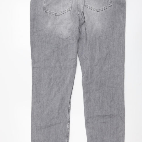 Khost Womens Grey Cotton Straight Jeans Size 16 L28 in Regular Button