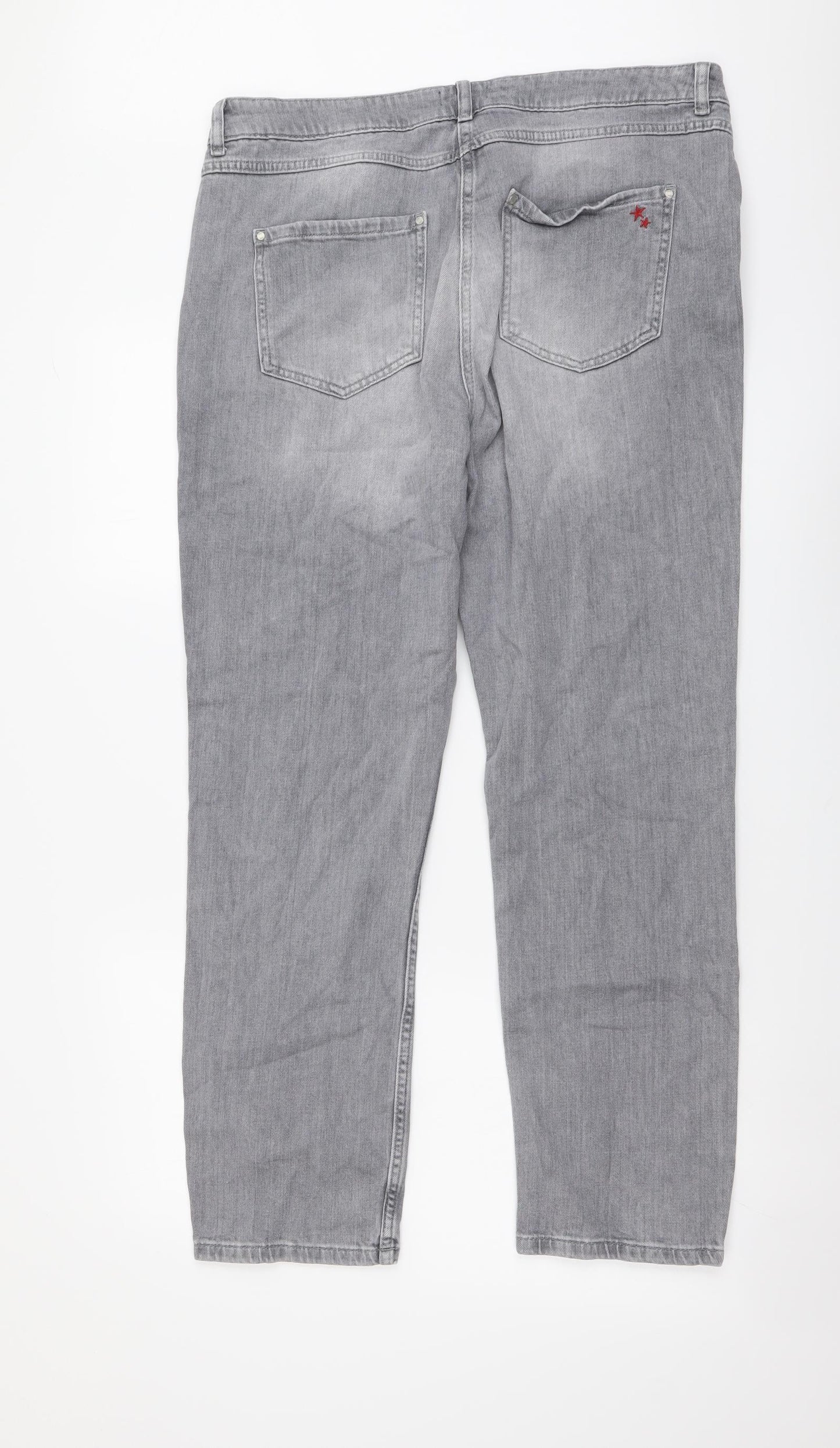 Khost Womens Grey Cotton Straight Jeans Size 16 L28 in Regular Button