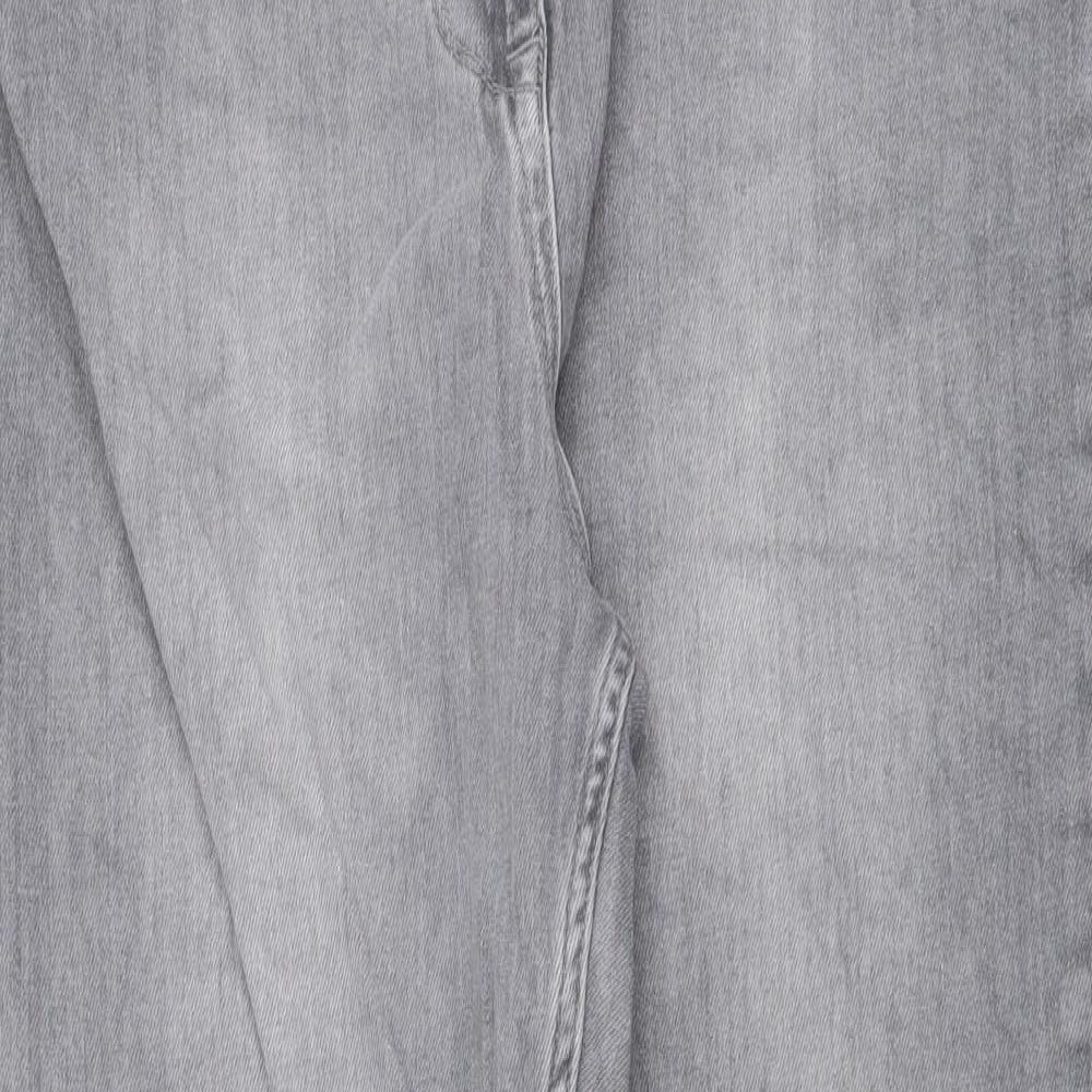 Khost Womens Grey Cotton Straight Jeans Size 16 L28 in Regular Button