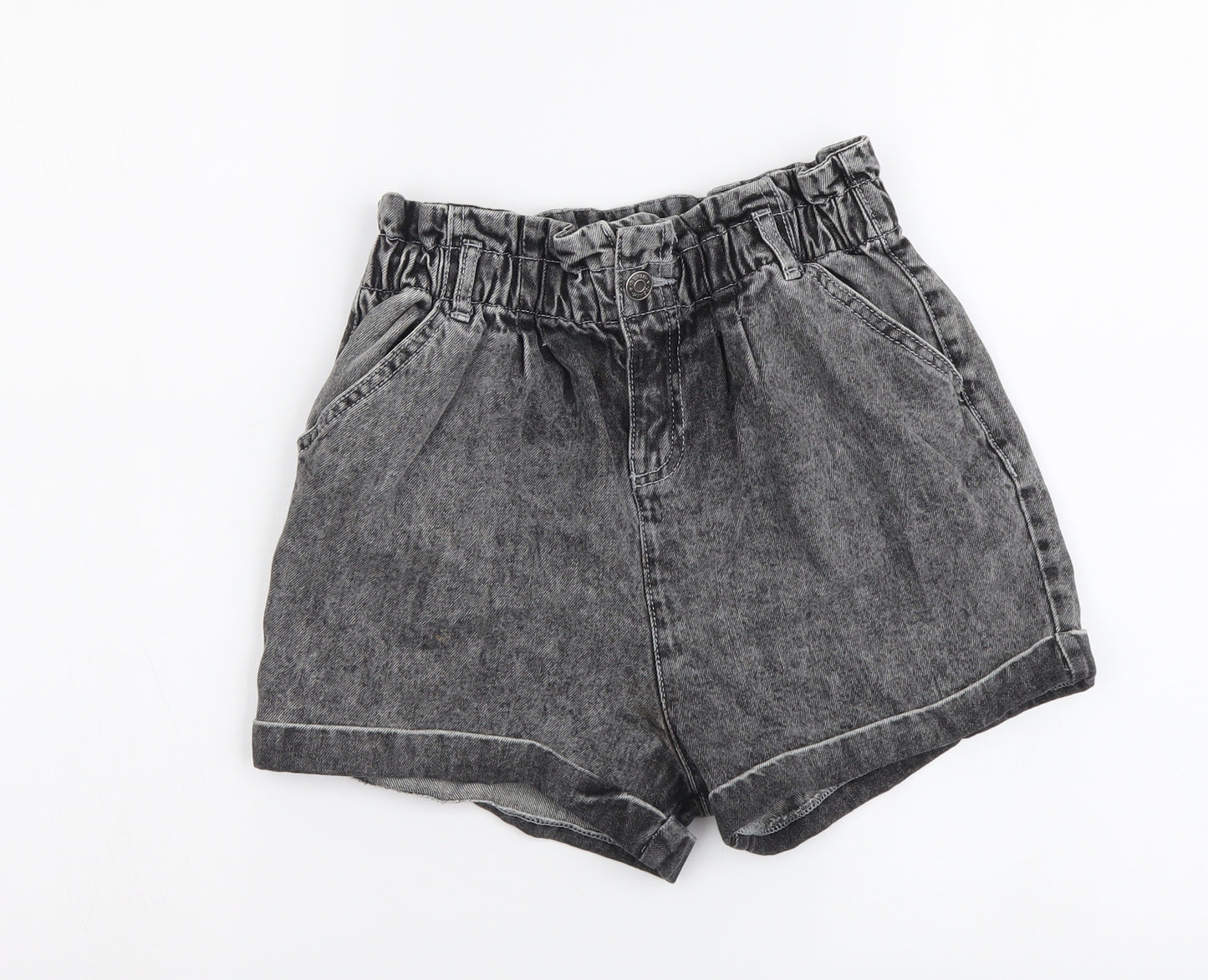 TU Girls Grey Cotton Compression Shorts Size 11 Years Regular Zip