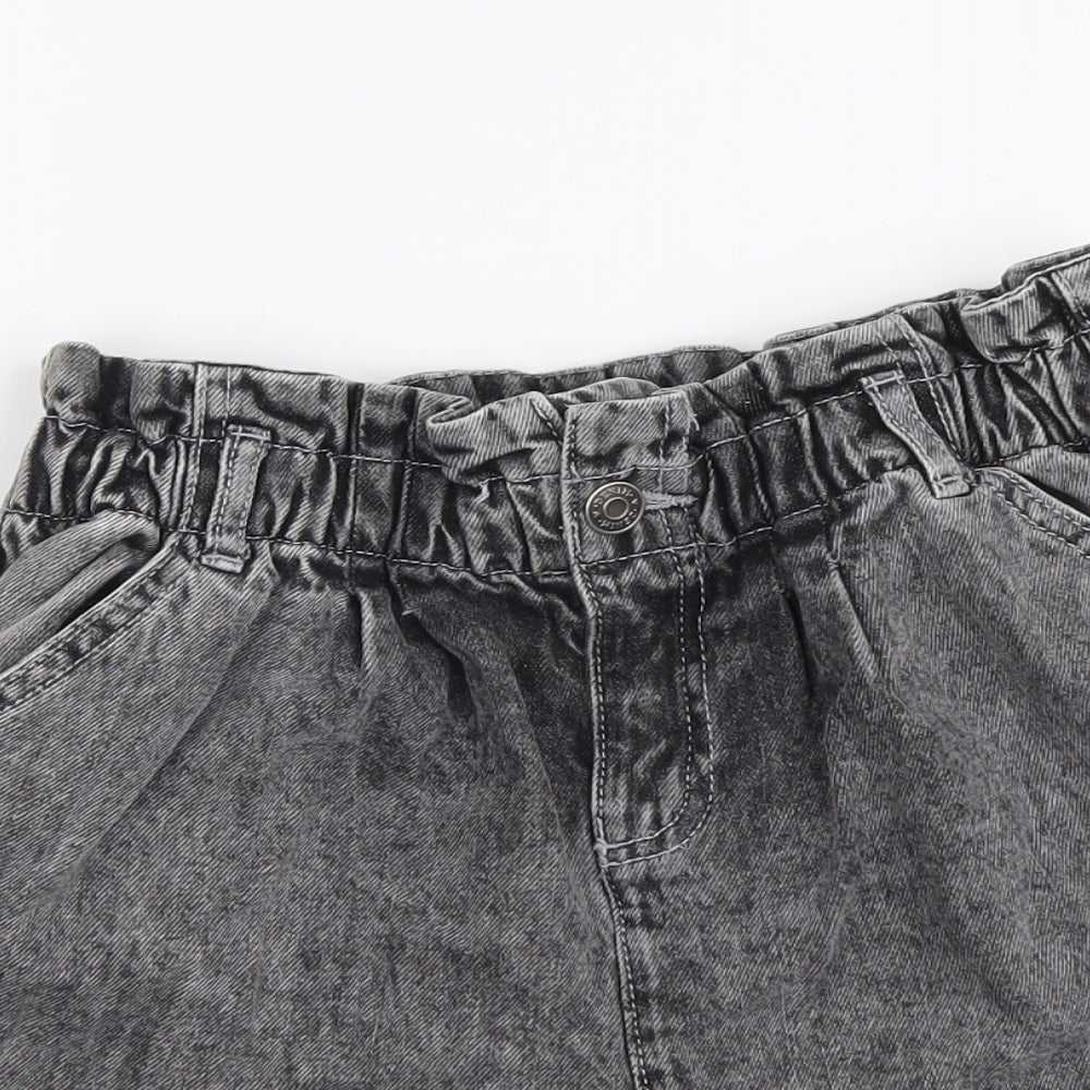 TU Girls Grey Cotton Compression Shorts Size 11 Years Regular Zip