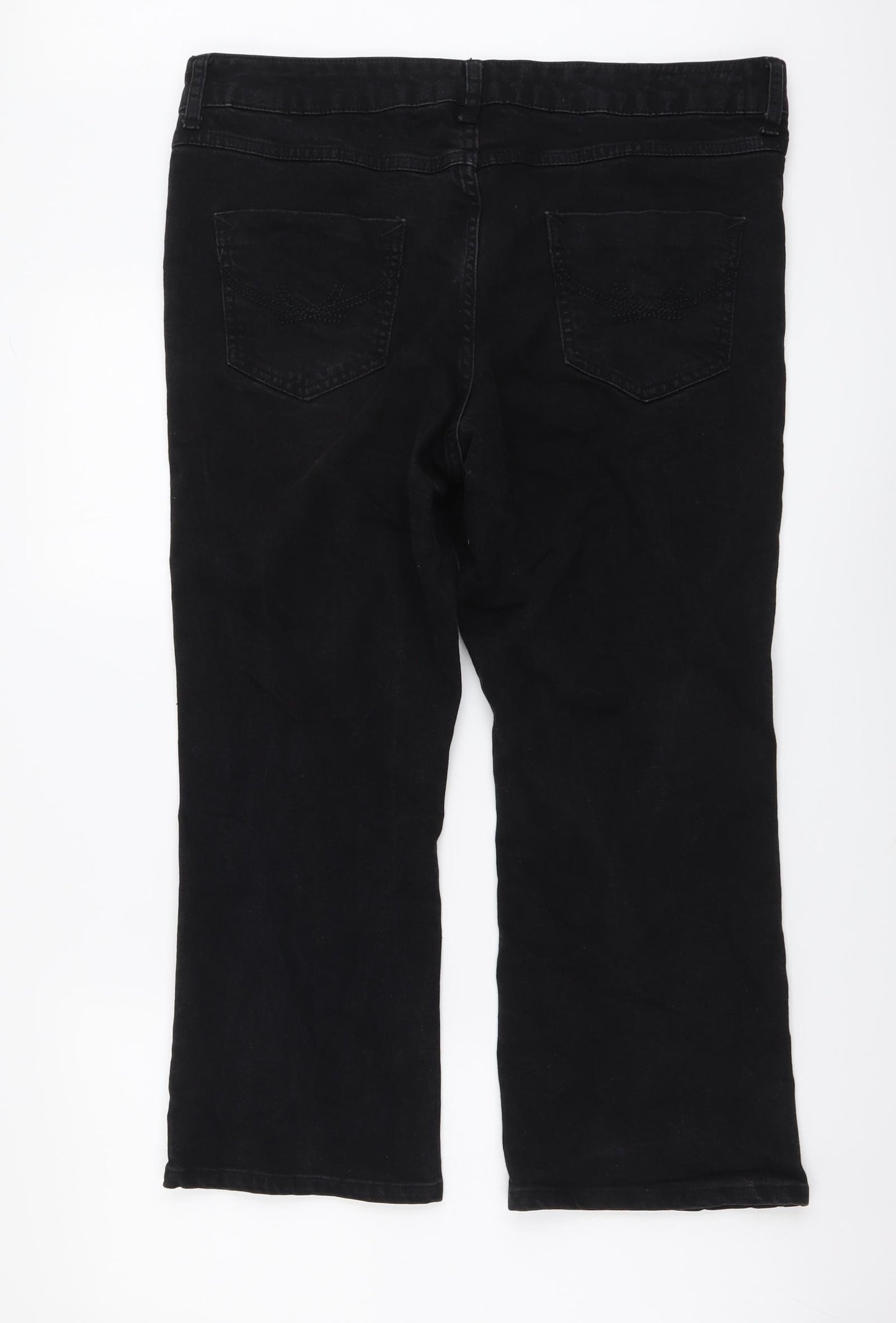 Marks and Spencer Womens Black Cotton Cropped Jeans Size 16 L23 in Regular Button
