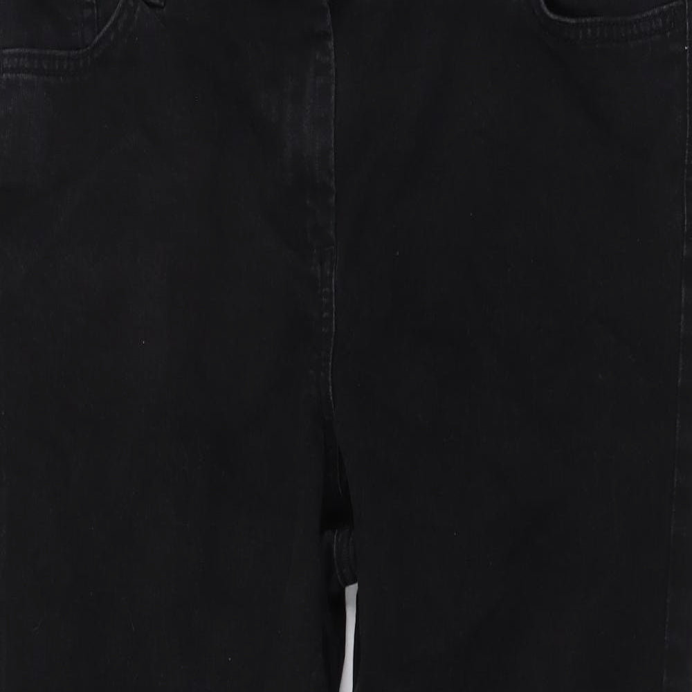 Marks and Spencer Womens Black Cotton Cropped Jeans Size 16 L23 in Regular Button