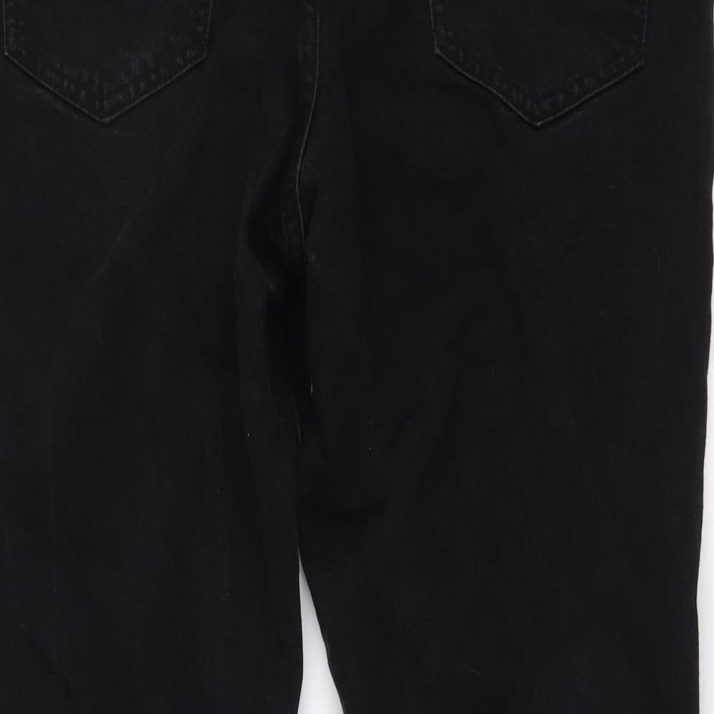 Marks and Spencer Womens Black Cotton Cropped Jeans Size 16 L23 in Regular Button